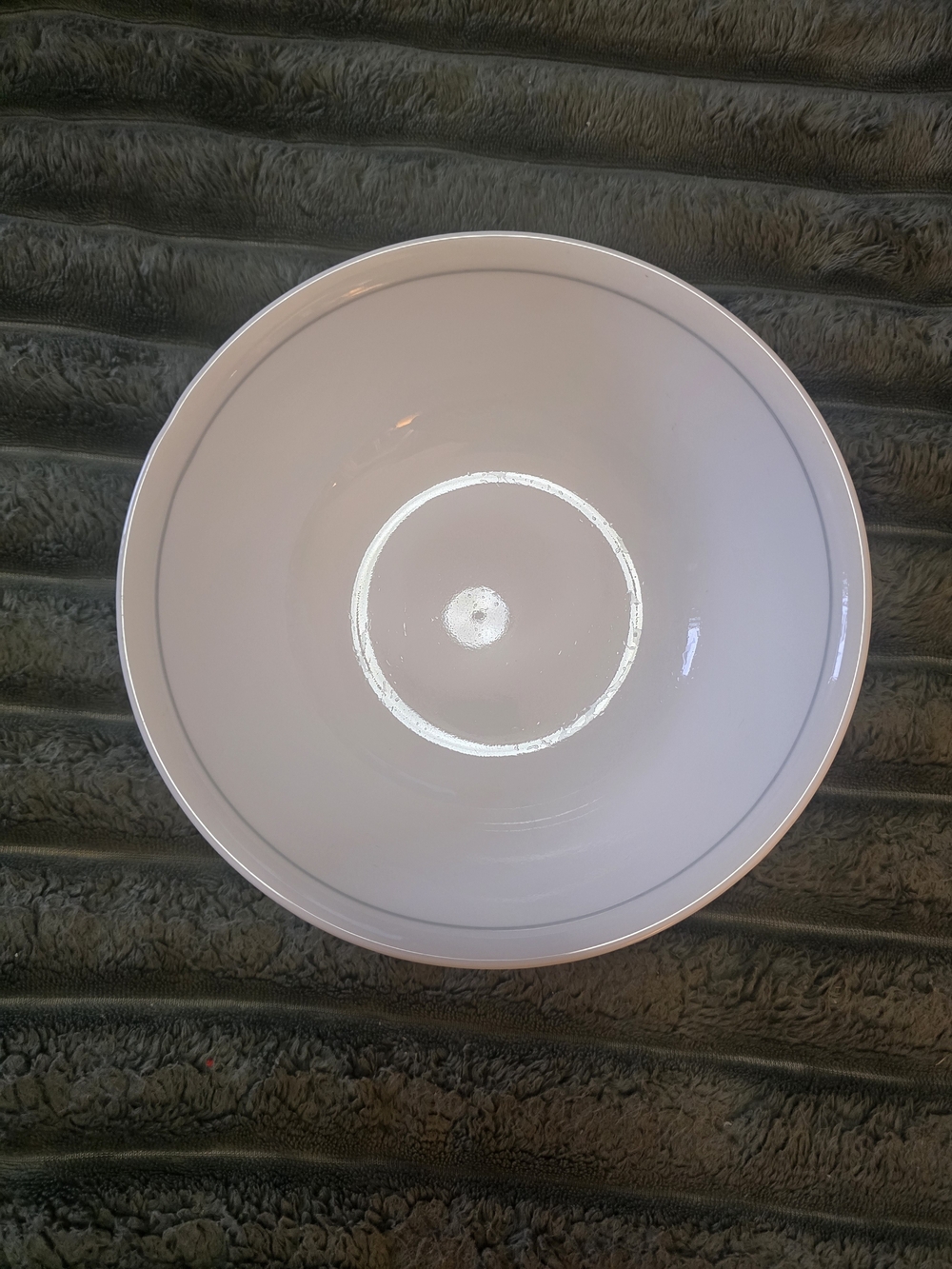 Corelle White Serving Bowl with Thin Gray Rim 8.5"